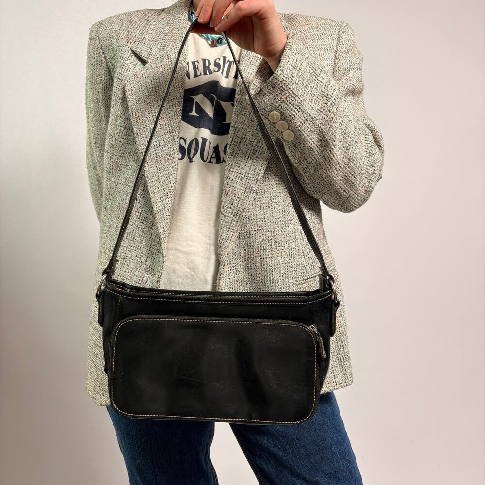 Vintage 90s Villager by Liz Claiborne Shoulder Bag - Black Vegan Leather